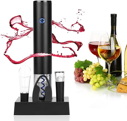 FAVIA Abridor eléctrico de vino con sacacorchos automático con cortador de papel de aluminio, abridor de vino recargable para amantes del vino