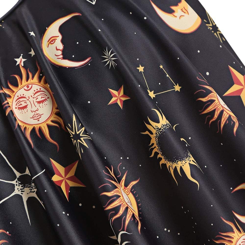 JMSUN Traje de baño tankini de cintura alta con volantes y sol y estrellas para mujer