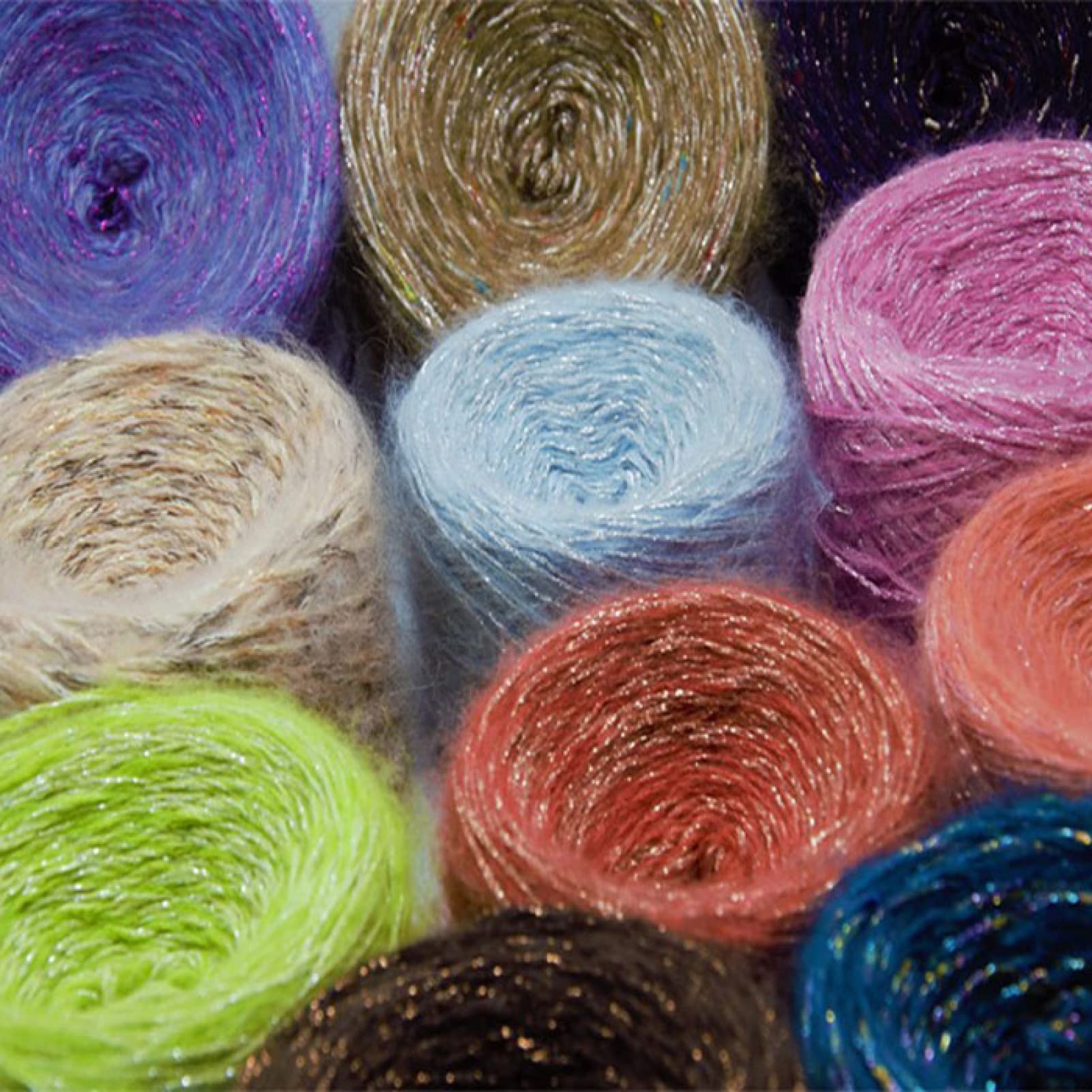 Hilo de Mohair Metalizado 50 g, Grueso, Mercerizado, acrílico, Chenilla, Hilado for Crochet(Shrimp Meat Powder)