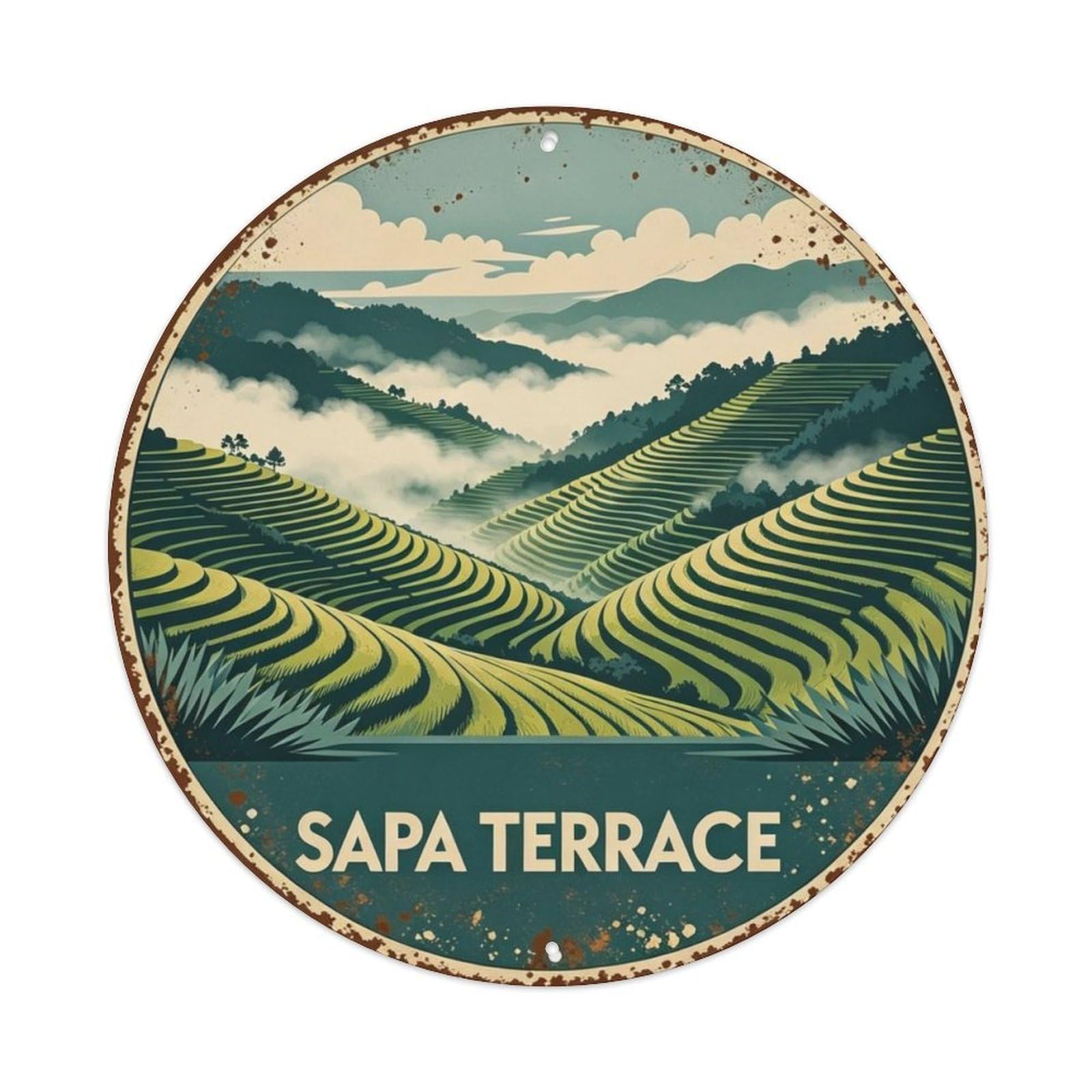 Sapa Rice Terrace Metal Tin Sign Plaque