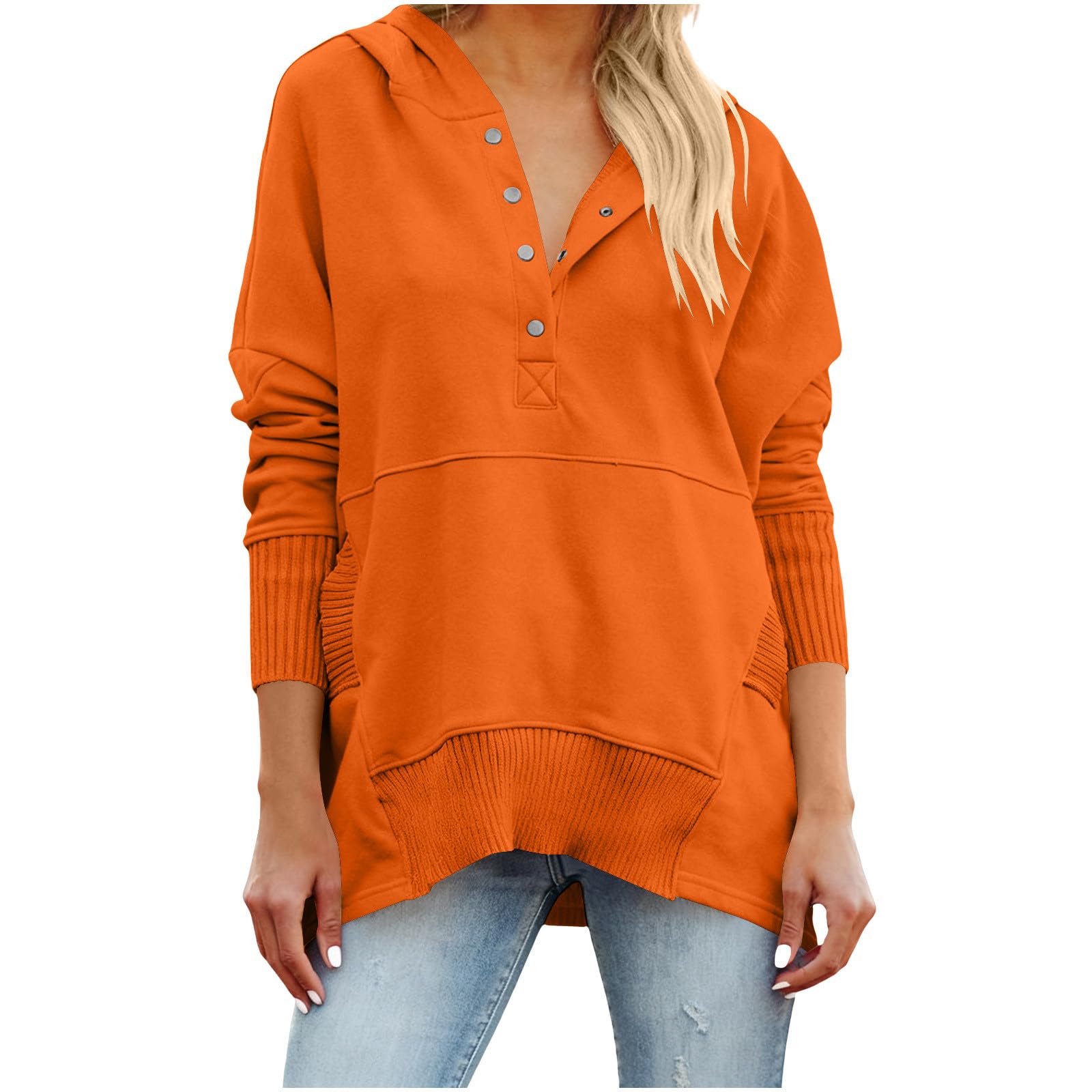 Sweat à Capuche Femme Grandes Tailles Hoodie Slim Fit Sweat-Shirt Col Rond Outerwear Doux Streetwear Classique aux Couleurs Assorties Veste à Manches Longues Haut Couleur Unie Mode Hiver Vêtements