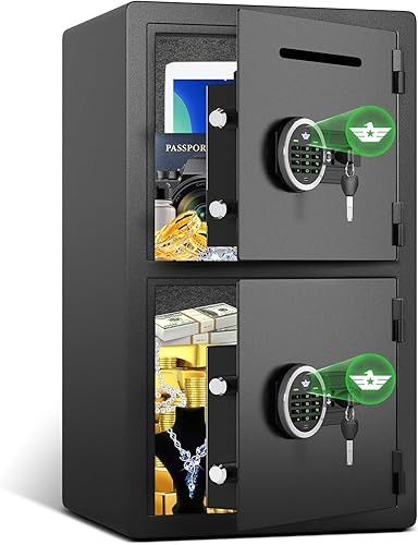 Caja fuerte de seguridad digital impermeable de 5.0 pies cúbicos extra grande con ranura para depósito y caja de almacenamiento de metal con teclado