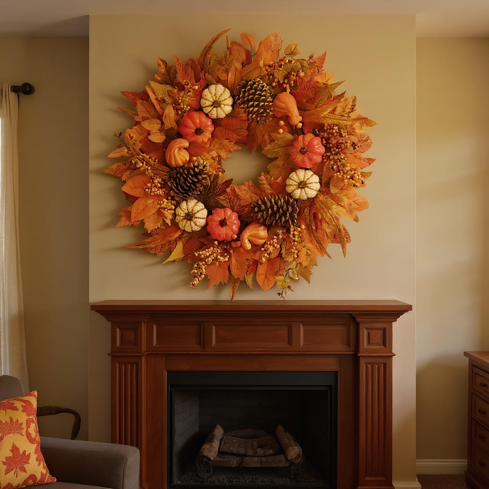 Couronne de printemps pour porte d'entrée, été, automne, porte d'entrée extérieure, décoration intérieure de mur ou de fenêtre – acheter aux petits prix dans la boutique en ligne