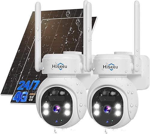 Miniatura 9 de Hiseeu - Cámara de seguridad celular 4G LTE con energía solar, cámara de seguridad inalámbrica para exteriores sin WiFi, 24/7, detección de Paquete