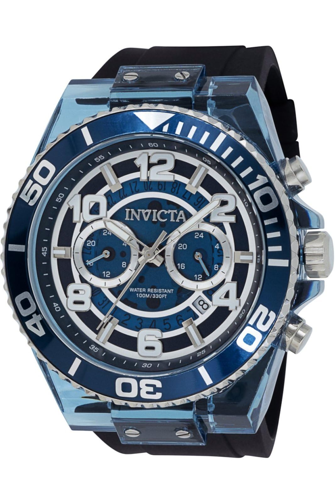 Invicta Silicone Speedway Chronograph Blue Dial Analog Watch for Men - 44372, Black Band (B0CPB3L83G) Amazon Price History, Amazon Price Tracker