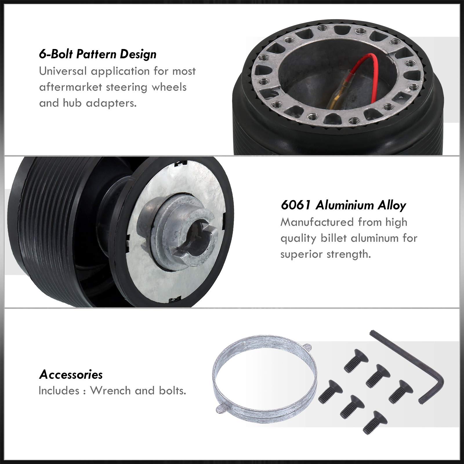 AJP Distributors Performance Racing Upgrade JDM 6 Hole Bolt Steering Wheel Adapter Hub Removable Release Connector Boss Kit For Civic Integra Del Sol 1992 1993 1994 1995 1996 1997 1998 1999 2000 2001