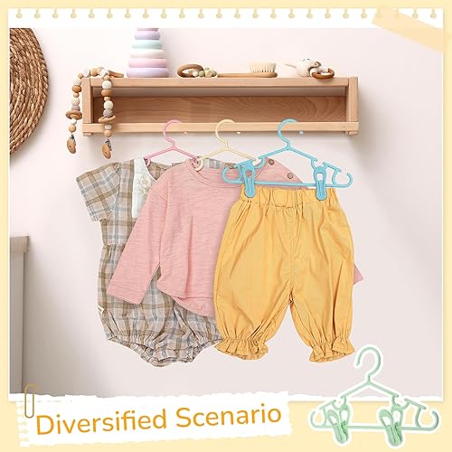 Miniatura 71 de Hsei Baby Hangers with Clips, Plastic Kids Pants Hangers for Nursery Closet, Top and Bottom Clothes Hanger Set for Newborn Child Infant Toddler Boys