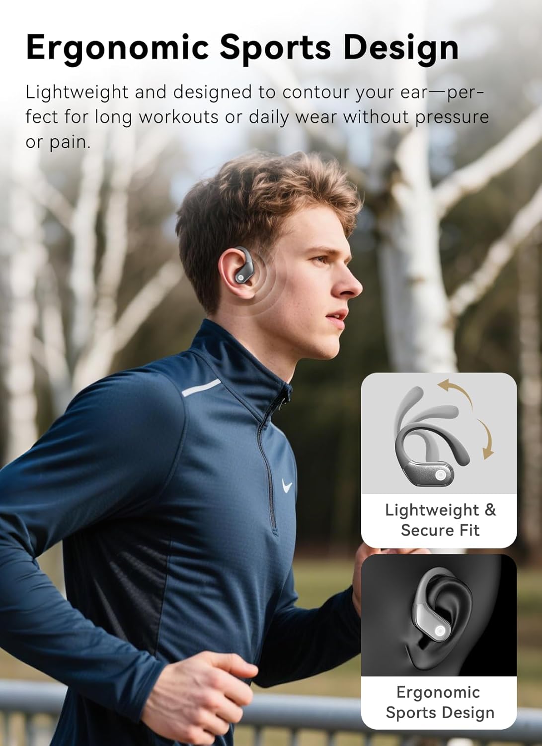 jaddsa Wireless Earbuds, ANC Noise Cancelling Sport Ear Buds with Multifunctional Touch Screen Case, Bluetooth 5.4 Headphones, Bass Stereo Sound, 5 EQ Over-Ear Earbuds for Sports/Workout/Gym-Grey