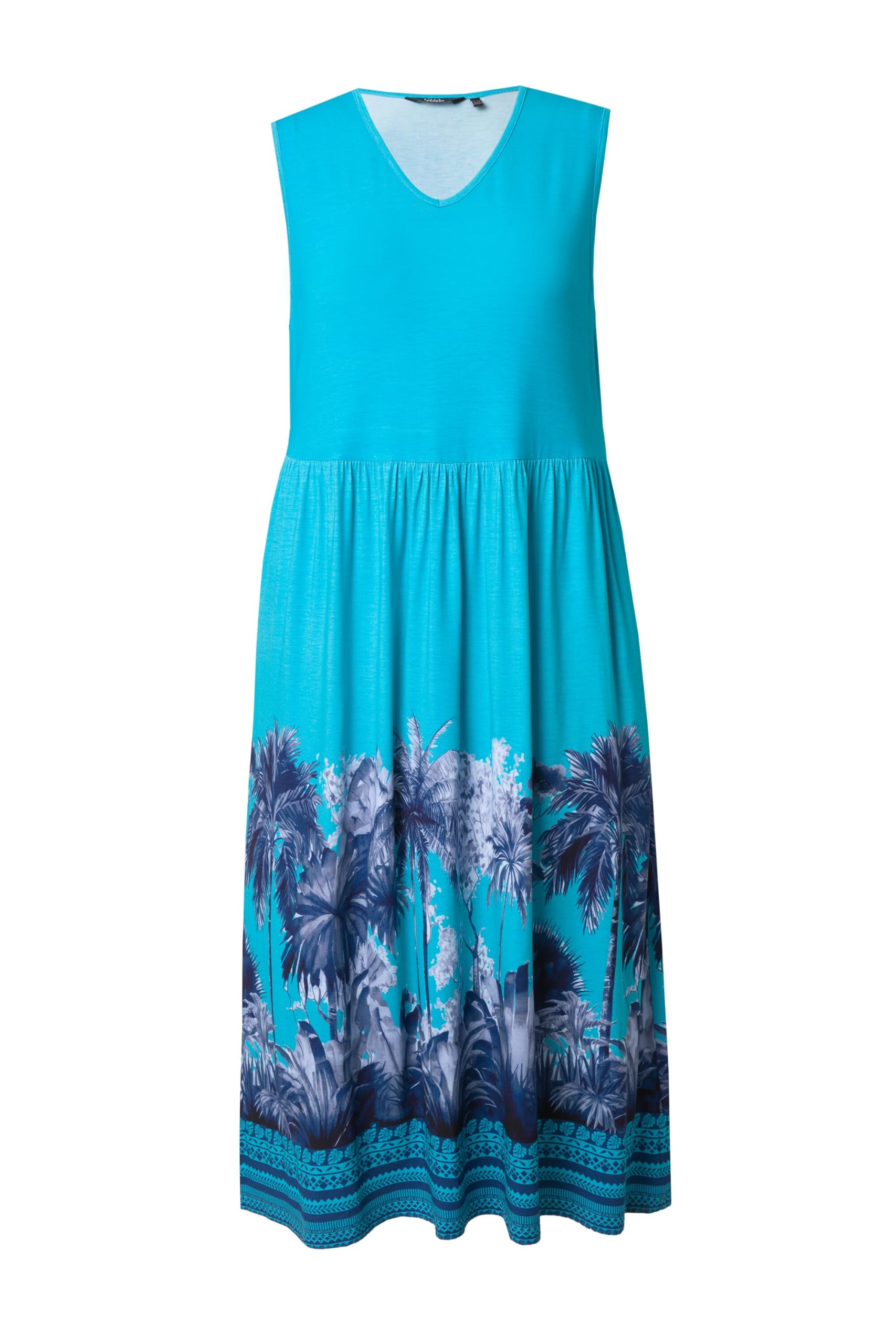 Ulla Popken Damen Jerseykleid mit Palmenbordüre Dress
