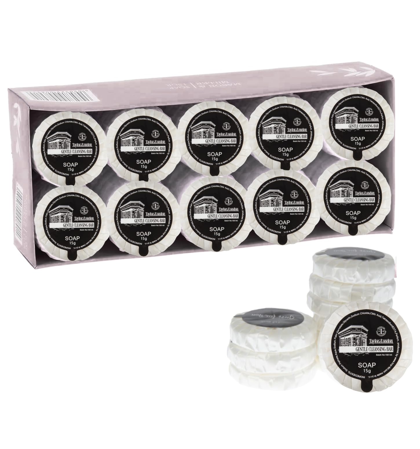 Taylor of London Box of 50x15g Tissue Pleated Soap, 0.3 g (Pack of 50)
