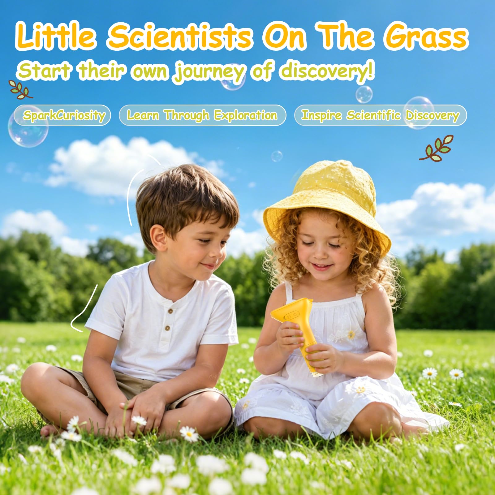 Microscope Enfant Portable 1000X – Microscope Numérique avec Écran IPS 2 Pouces et 8 LED, Fonction Photo & Vidéo, Cadeau d’Anniversaire Scientifique pour Garçons et Filles (Jaune)