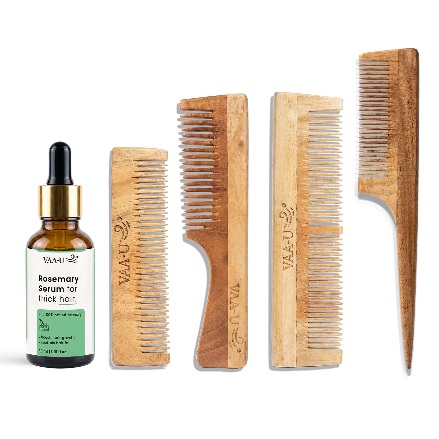 Rosemary Hair Serum 30ml with Neem Wood Pocket, Handle, Long & Tail Comb | Fast Absorbing | Lightweight Formula | Easy Grooming | Daily Care | Non Sticky | 4 Comb Set-image-18