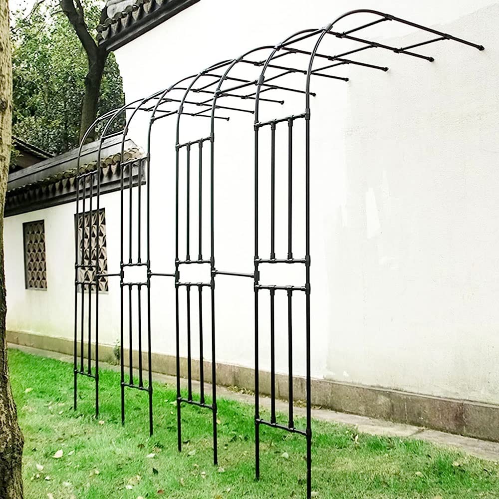 Metal Half Arch Garden Arch 90cm Black Thicken Resin Steel Pipe Rose Arches Trellis for Backyard Lawn Patio Sturdy Arbor Archway for Courtyard Decor
