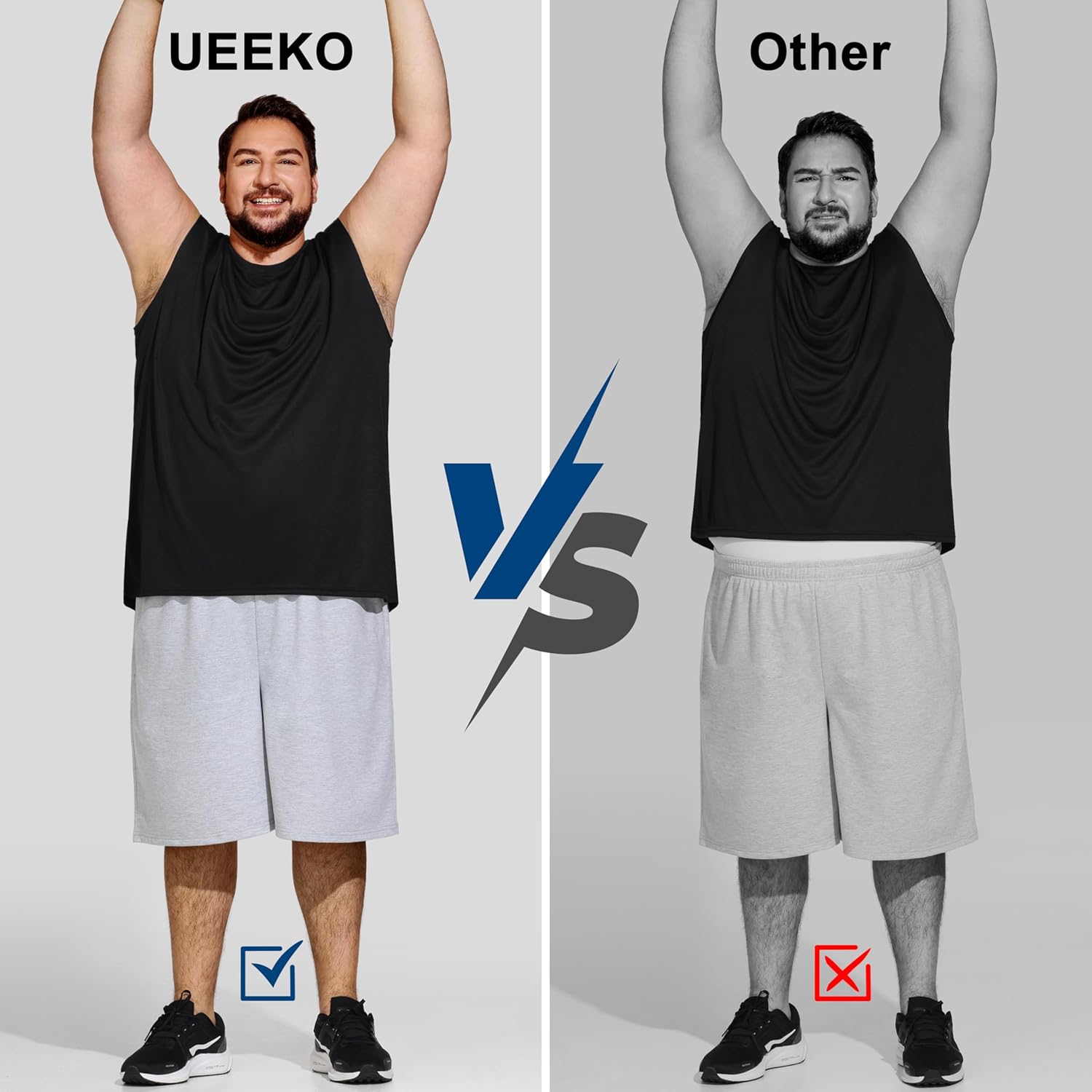 Big & Tall Quick Dry Tank Tops for Men, Moisture Wicking & Stretch Fit Sleeveless Muscle Shirts