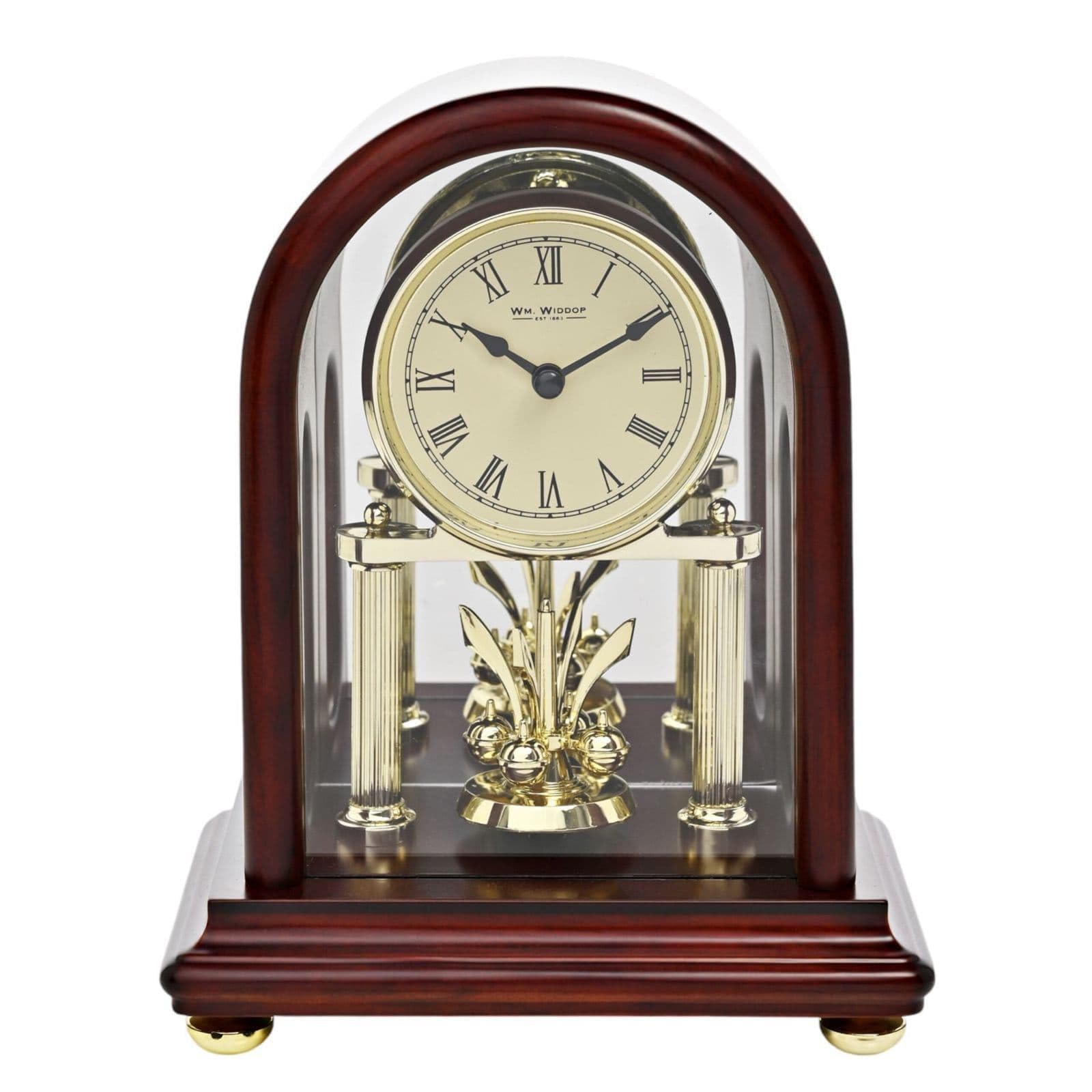 Widdop And Co Dark Walnut Wm. Widdop Finish Mantel Clock With Rotating Pendulum - W3418