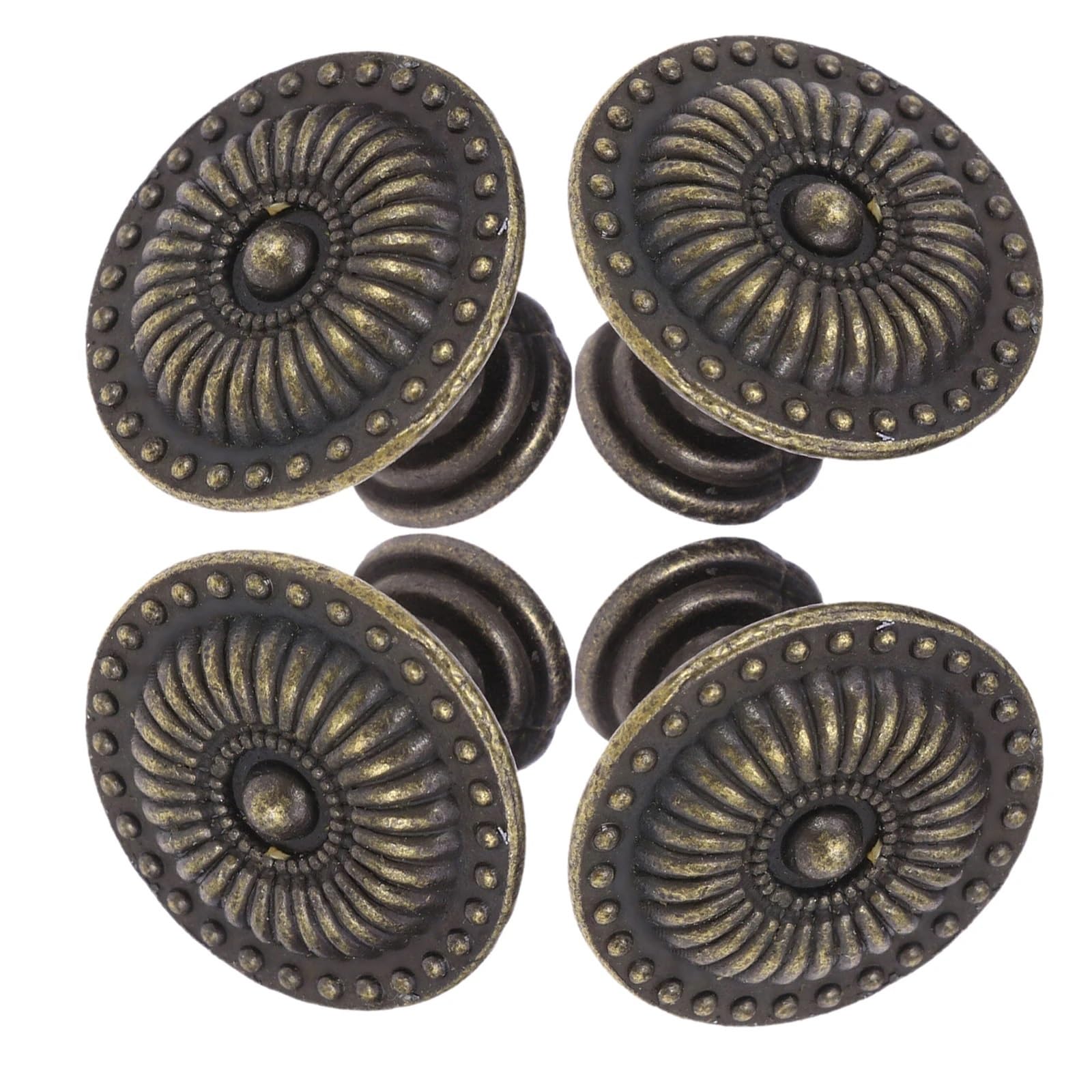 LSNNMU 4pcs Bronze Cabinet Knob 24Mm Round Retro Drawer Pull Handle for Wardrobe Cupboard Furniture Zinc Alloy Floral Design for Cupboard