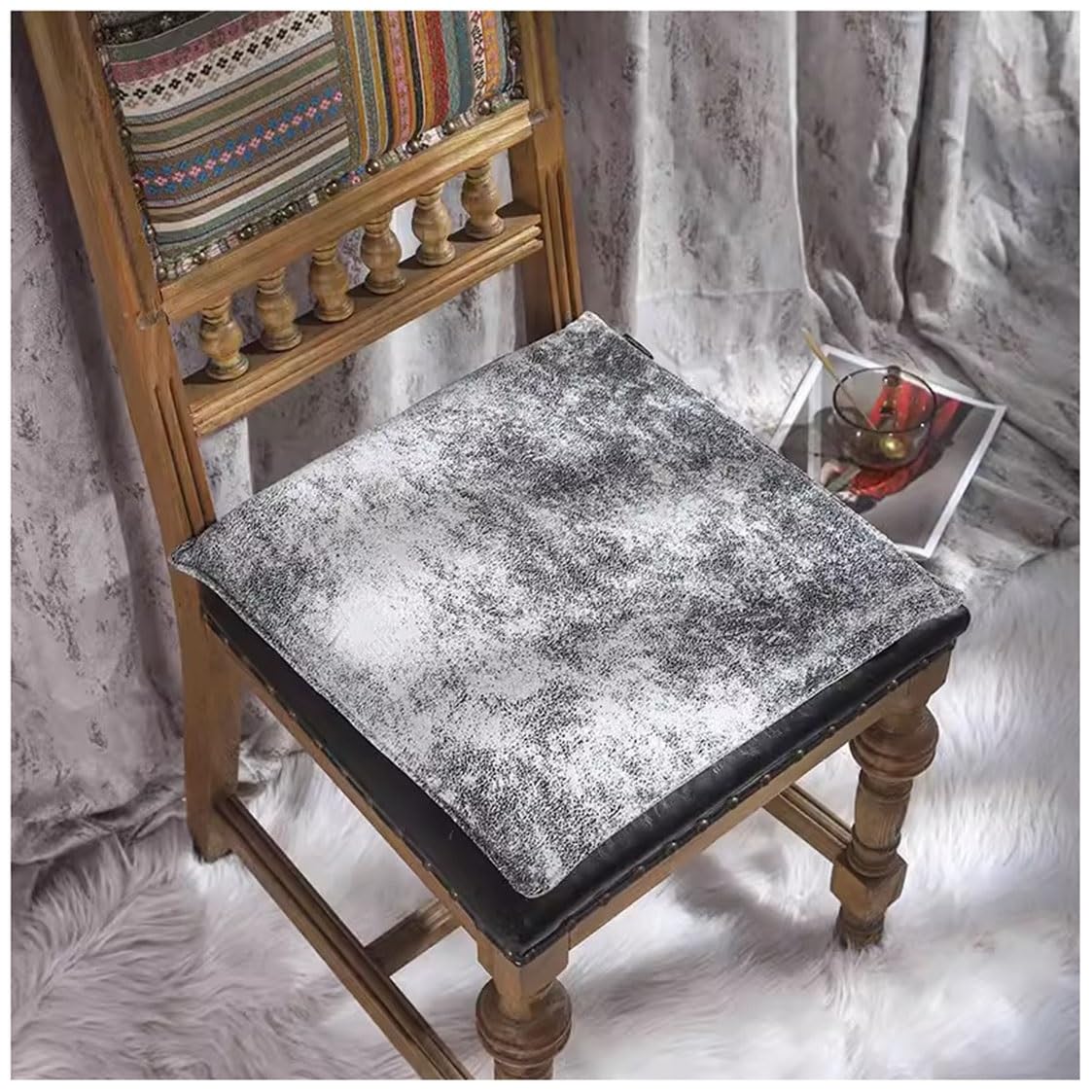 Square PU Leather Seat Cushion, 1/2/4 Packs Waterproof Chair Cushion, Floor Cushion Memory Foam Anti-slip Chair Pad, Bar/window/Dining Chairs Seat Pad (Color : E, Size : 45 * 45cm(4 Packs))