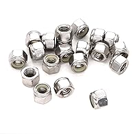 Vista 6 de 10 tuercas de bloqueo 1/2-13 de acero inoxidable 304 / 18-8, tuerca autoblocante insertada de nailon, tono plateado