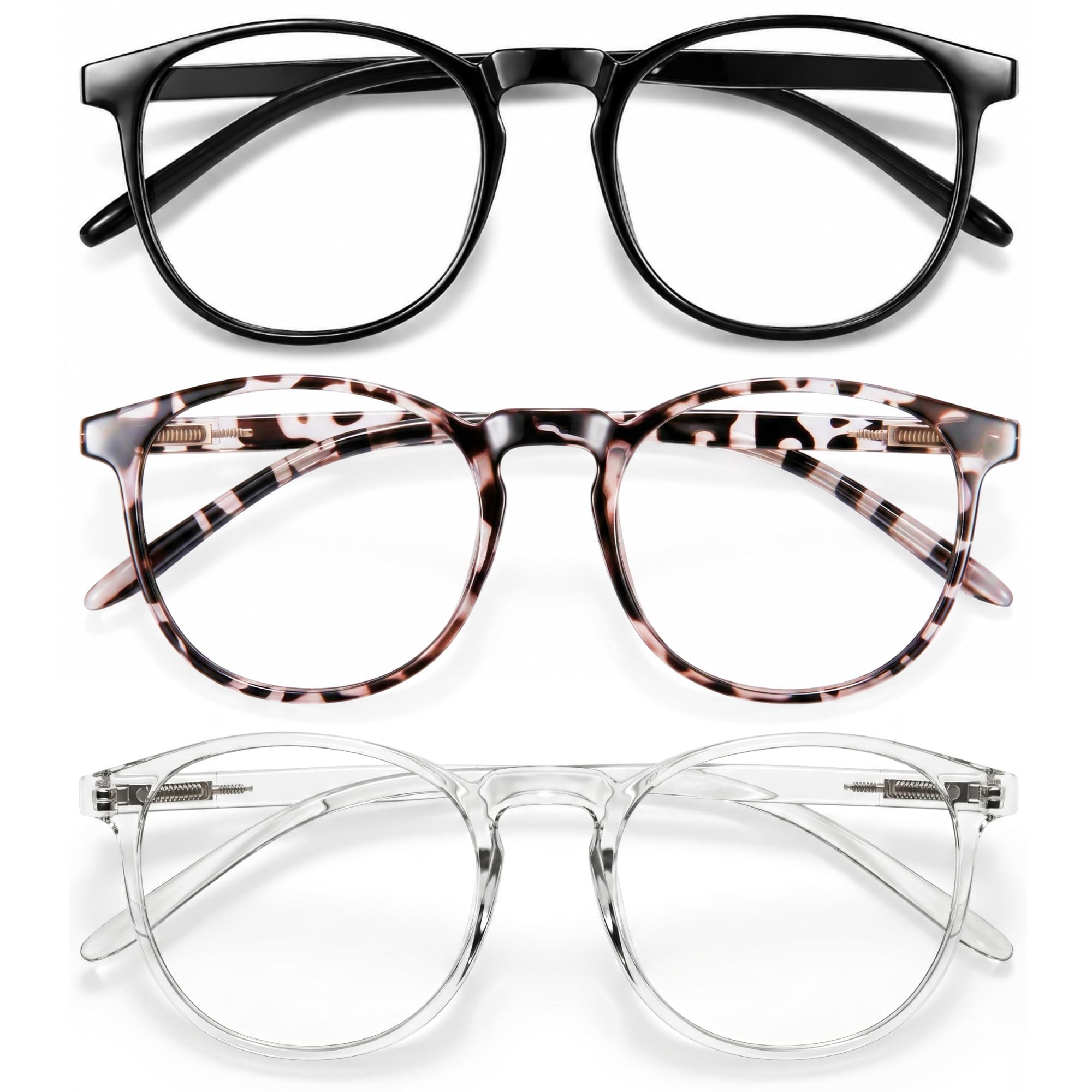 Photo 1 of IBOANN Chic & Comfy Blue Light Glasses for Women - 3-Pack Round Frames, Screen-Ready Style with UV Protection Coating
