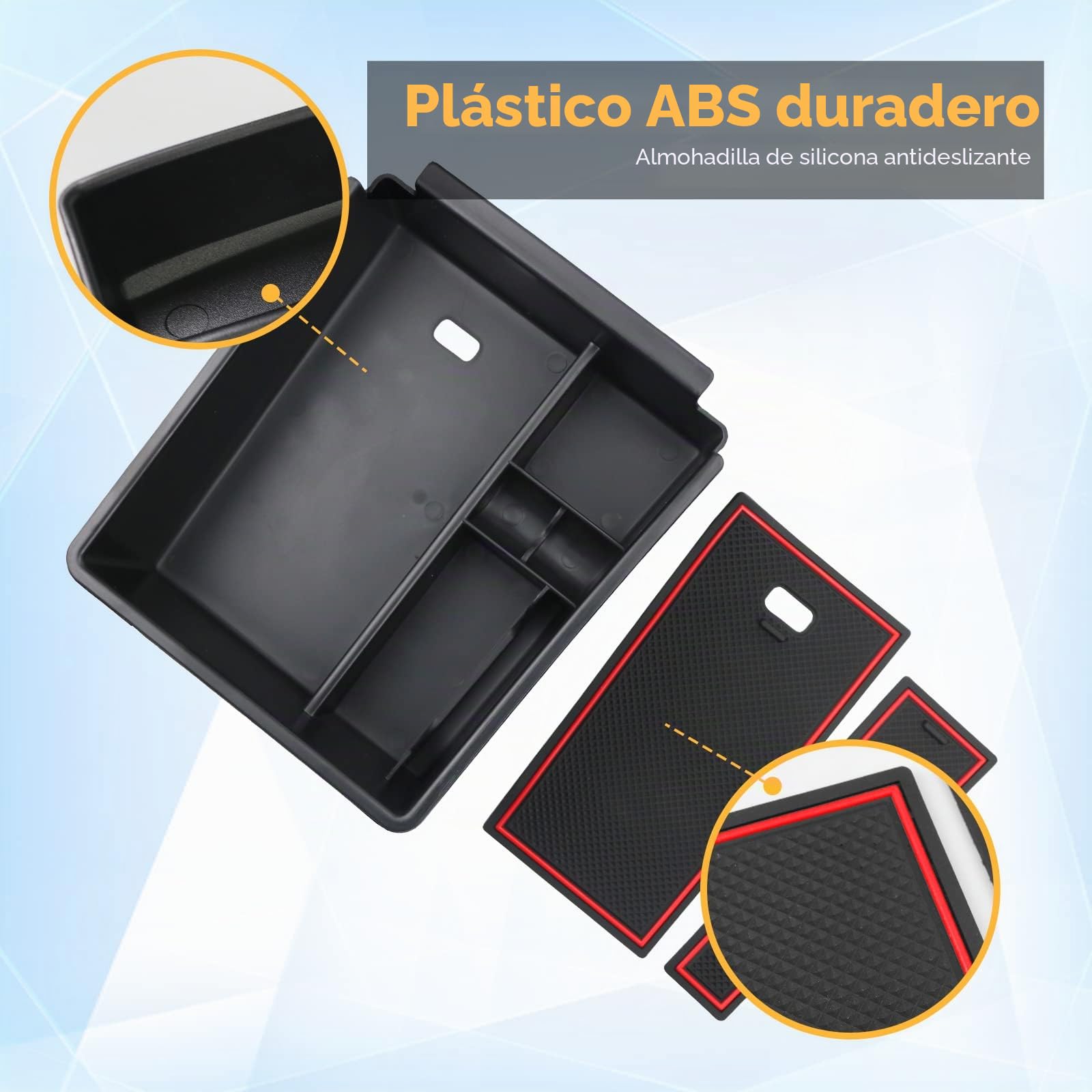 LFOTPP Hyunda-i Tucson NX4 [Automática] Caja de Almacenamiento para Apoyabrazos para coche, Reposabrazos Bandeja, Guantera Central Organizar Caja, Accesorios Interior del Coche (Rojo)