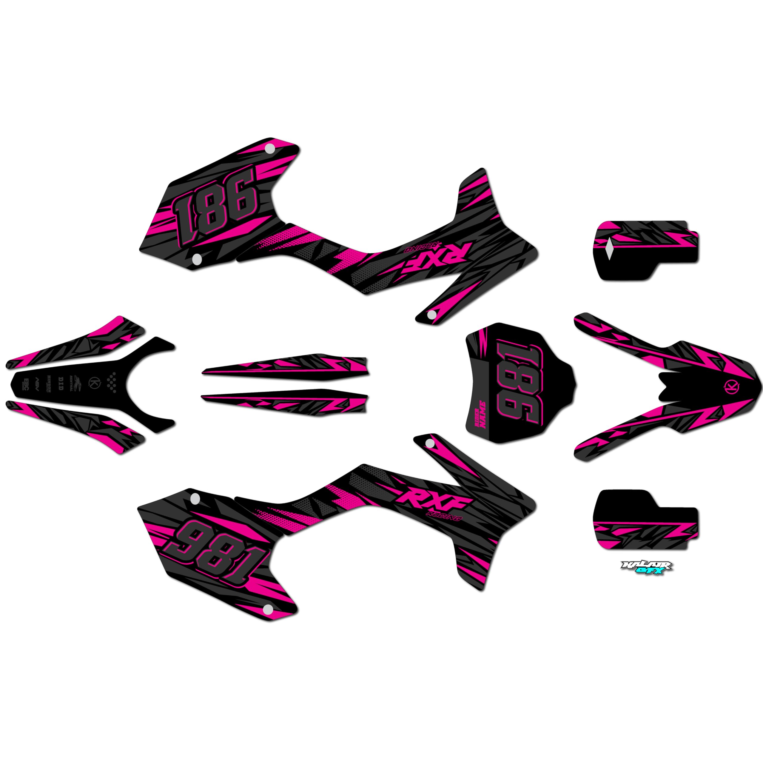 Kalair GFXGraphics Kit for Apollo RXF FREERIDE (All Years) Twitch Series Magenta 16 Mil-Dirt pit bike motorcycle stickers,dirtbike racing decal automotive motocross accessories no plastics