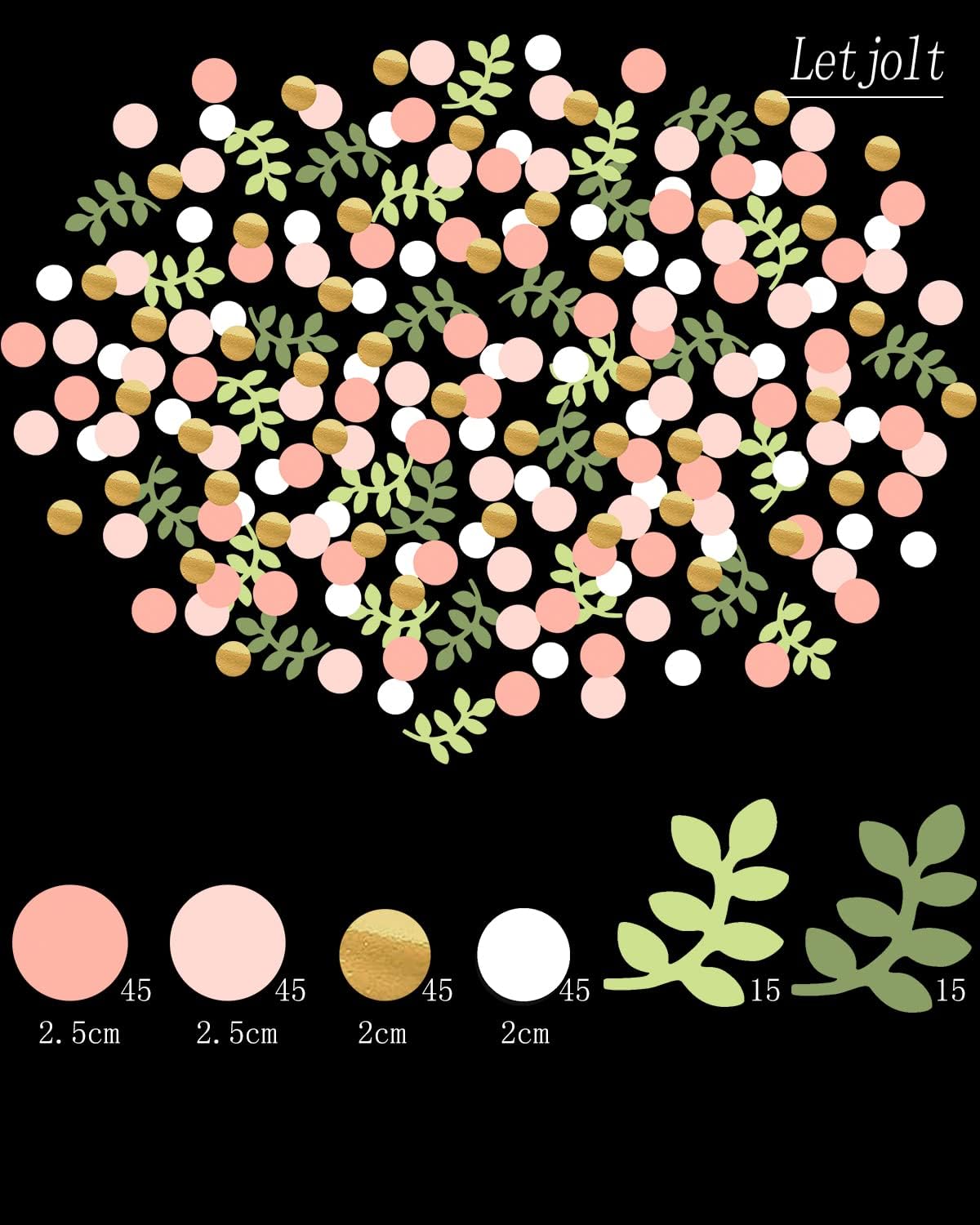 Letjolt Baby Shower Confetti Golden Pink Greenery Scatter 210 Pcs | Table Decorations Eucalyptus Glitter Green Birthday Party Boho Theme Bridal Shower Wedding Nursery Decor Supplies