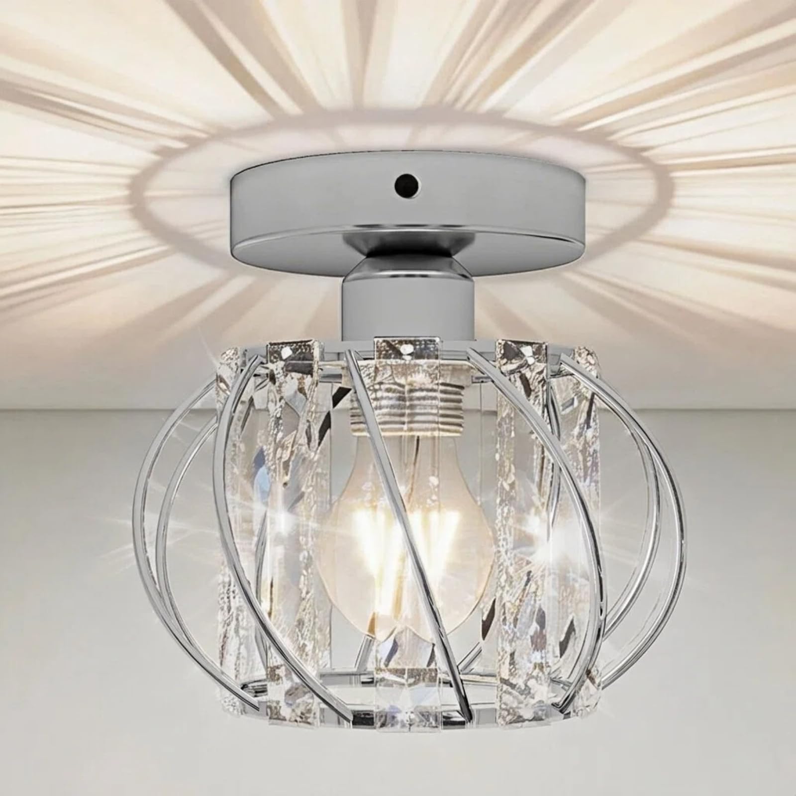 Emitto   Crystal Ceiling Light Semi Flush Mount Chandelier Modern Hallway Silver , BrandAlley