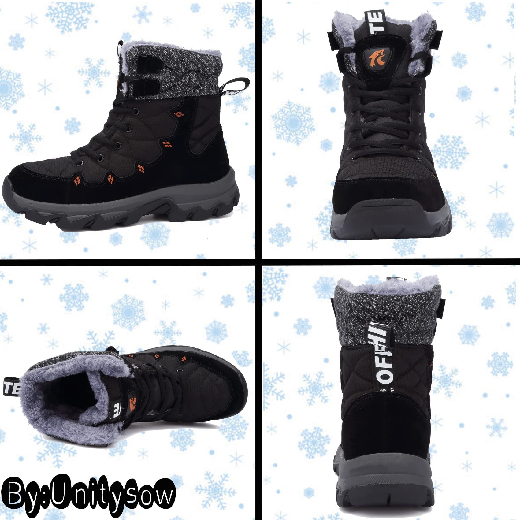 Unitysow Stivali da Neve Uomo Donna Caldi Pelliccia Stivali da Invernali Outdoor Impermeabili Scarpe da Neve Casual Stringate Stivaletti Scarpe da Inverno