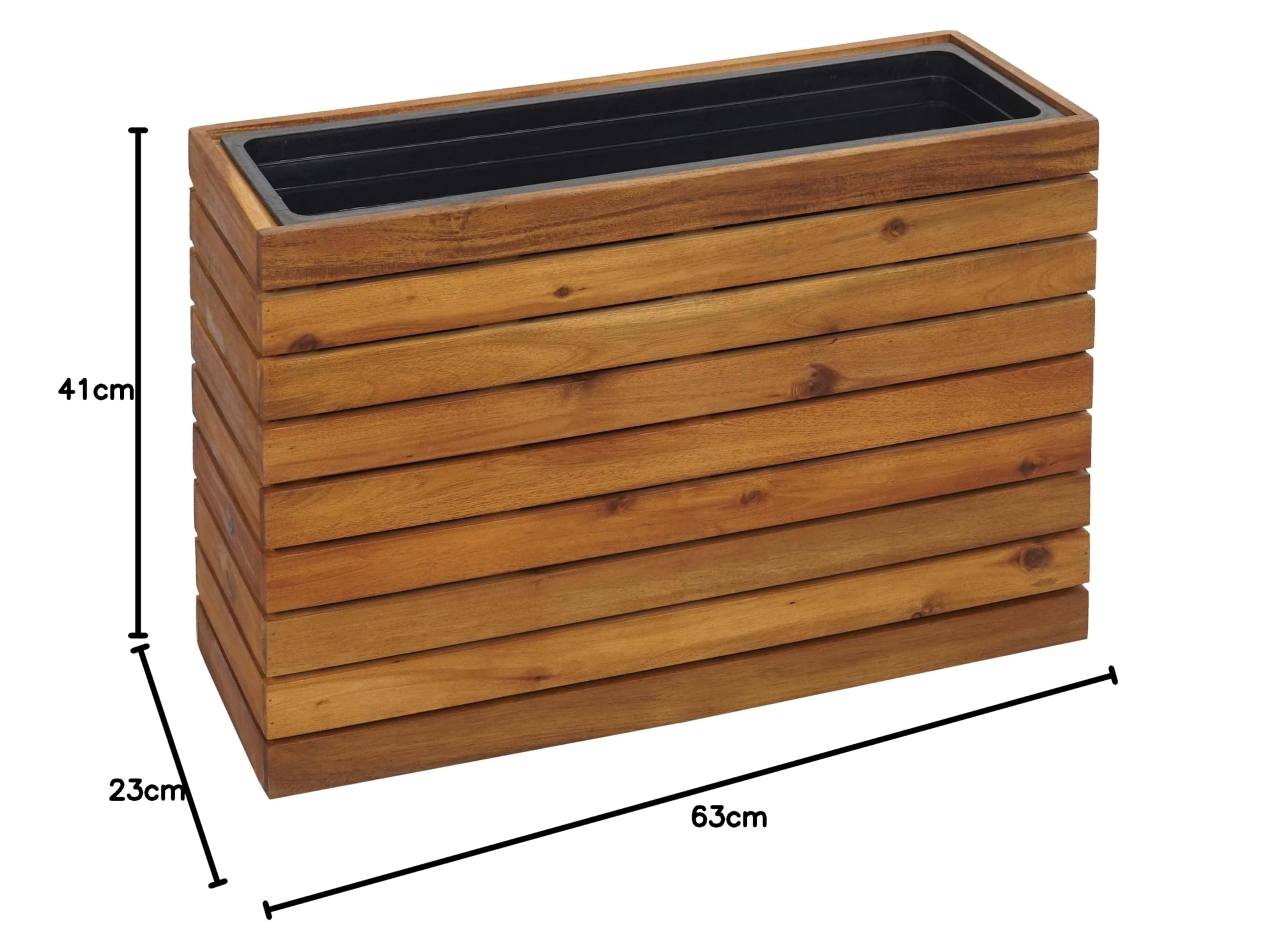 Mendler Pflanzkasten HWC-L21 41x63x23cm Akazie - braun | Pflanzkübel, Blumentopf, Hochbeet, eckig Outdoor, Holz, FSC®-Zertifiziert