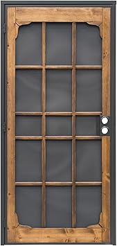 Prime-Line 3809BZ3068-I-WF Woodguard Steel Security Door – Traditional Screen Door Style with the Strength of a Steel Security Door – Steel and Wood Construction, Non-Handed, Bronze (Single Pack)