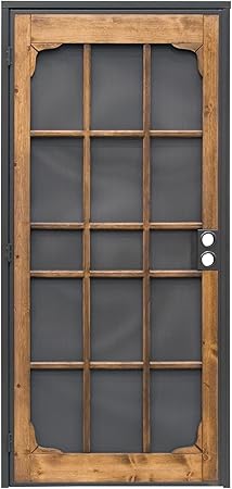 Prime-Line 3809BZ3068-I-WF Woodguard Steel Security Door – Traditional Screen Door Style with the Strength of a Steel Security Door – Steel and Wood Construction, Non-Handed, Bronze (Single Pack)