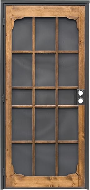 Prime-Line 3809BZ3068-I-WF Woodguard Steel Security Door – Traditional Screen Door Style with the Strength of a Steel Security Door – Steel and Wood Construction, Non-Handed, Bronze (Single Pack)