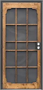 Prime-Line 3809BZ3068-I-WF Woodguard Steel Security Door – Traditional Screen Door Style with the Strength of a Steel Security Door – Steel and Wood Construction, Non-Handed, Bronze (Single Pack)