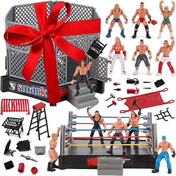 ToyVelt Ring Playset with 32-Piece 2" Wrestling Action Figures for Boys 8-12 Playset, Safe and Durable Toys, Comes with Wrestling Ring, Realistic Action Figures