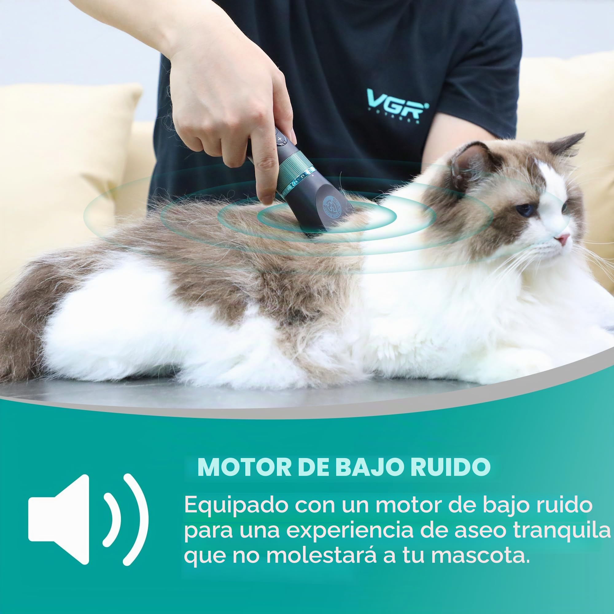 VGR Cortapelos de aseo para perros inalámbricos profesionales para pelo grueso y rizado, kit de pelaje para mascotas, impermeable, batería recargable eléctrica a través de USB-C, cuchillas de