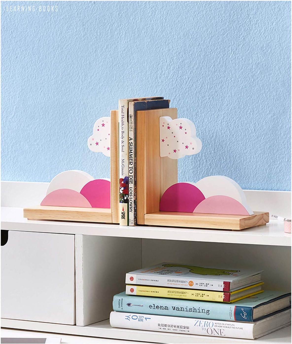 Wood Bookends for Girls - Baby Girl Nursery Room Decorative Bookends - 1 Pair