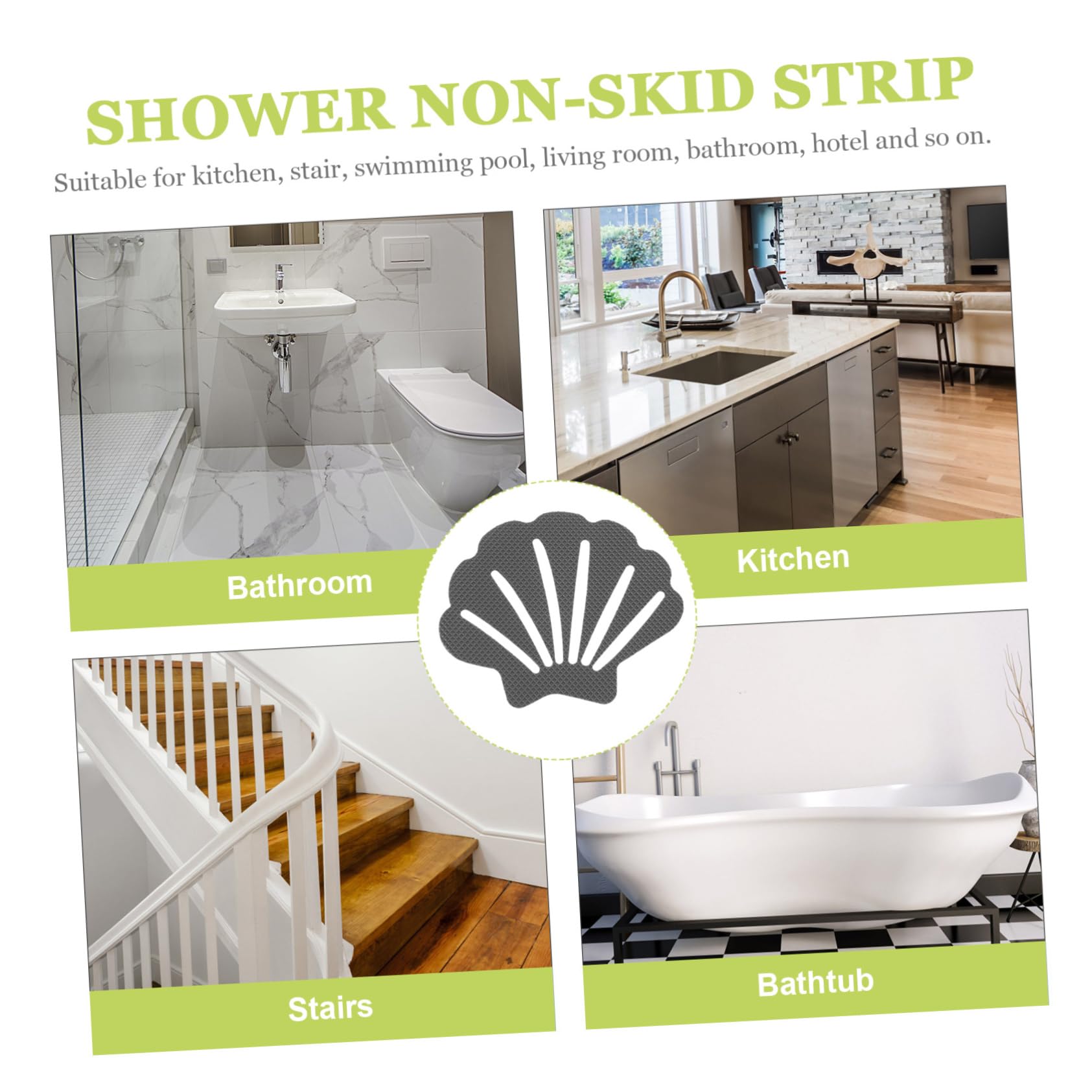 Anneome 90piezas Calcomanías Antideslizantes Forma De Concha Diseño Adorable Material De Caucho para Bañeras y Escaleras Previene Resbalones y Caídas