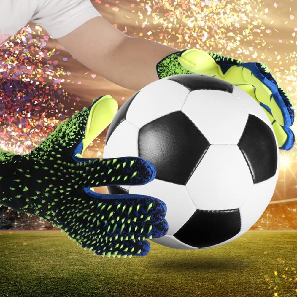 Guantes de portero de fútbol para niños, jóvenes y adultos, guantes de fútbol ajustados de cuero con agarre adhesivo para niños, niños, adultos, portero de fútbol, ​​beneficios antideslizantes 10 C