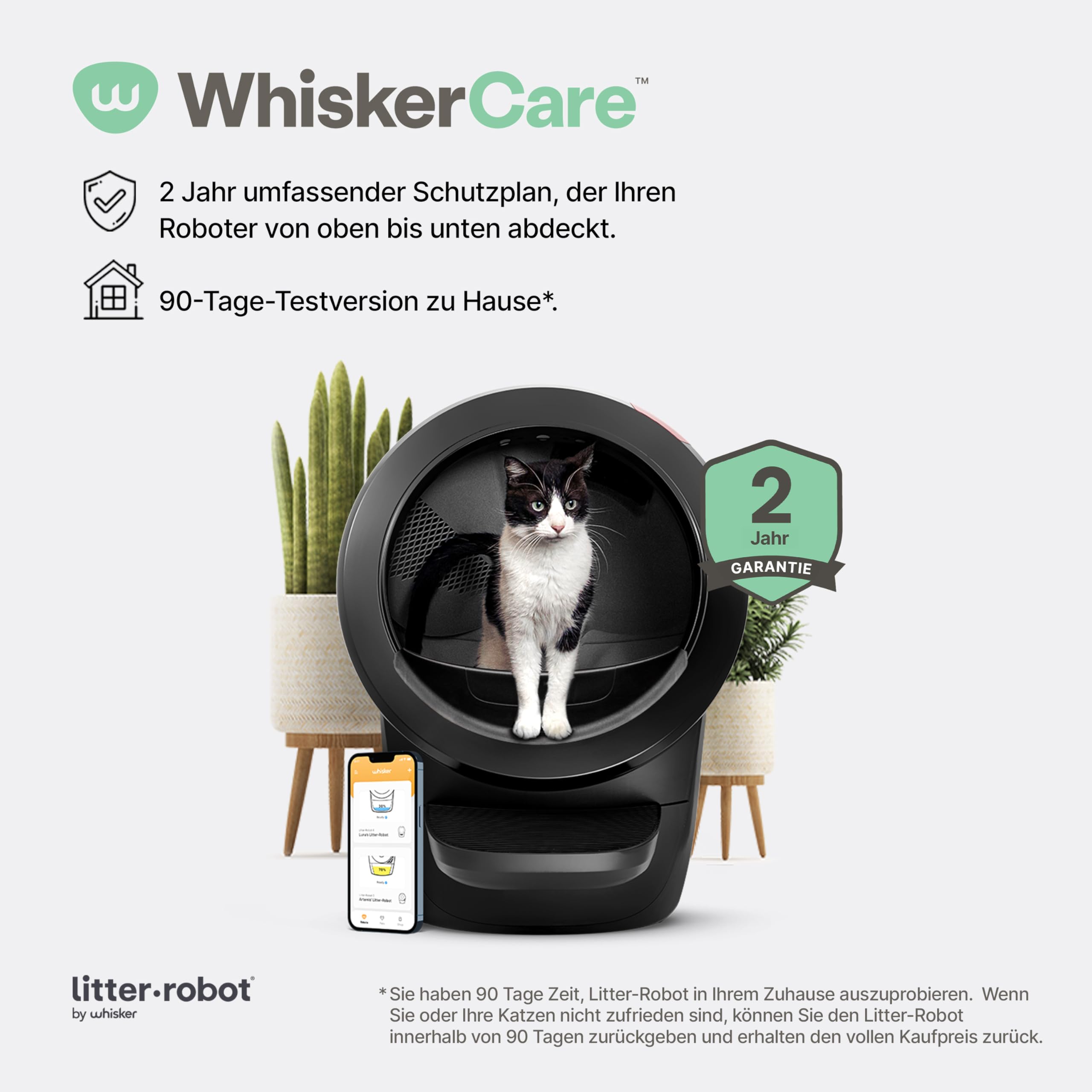 Litter-Robot 4 Beginner Bundle von Whisker, Schwarz - Automatische, selbstreinigende Katzentoilette, beinhaltet Litter-Robot, Zaun, Matte, 3 OdorTrap Nachfüllpackungen & 25 Abfallbeutel