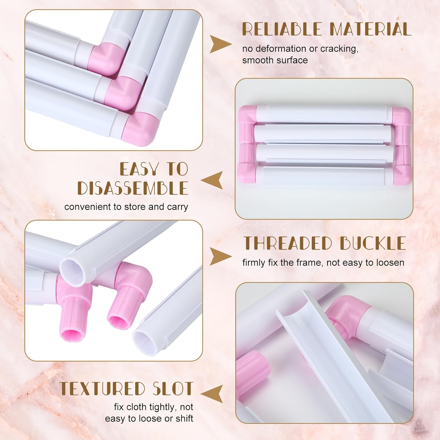 Janinka Embroidery Hoop 3 Pcs Cross Stitch Hoops and Frames White Rectangular Cross Stitch Embroidery Snap Frame DIY Sewing Tool for Quilting Silk-Painting 6 x 6, 8 x 8, 11 x 11 in(Light Purple)