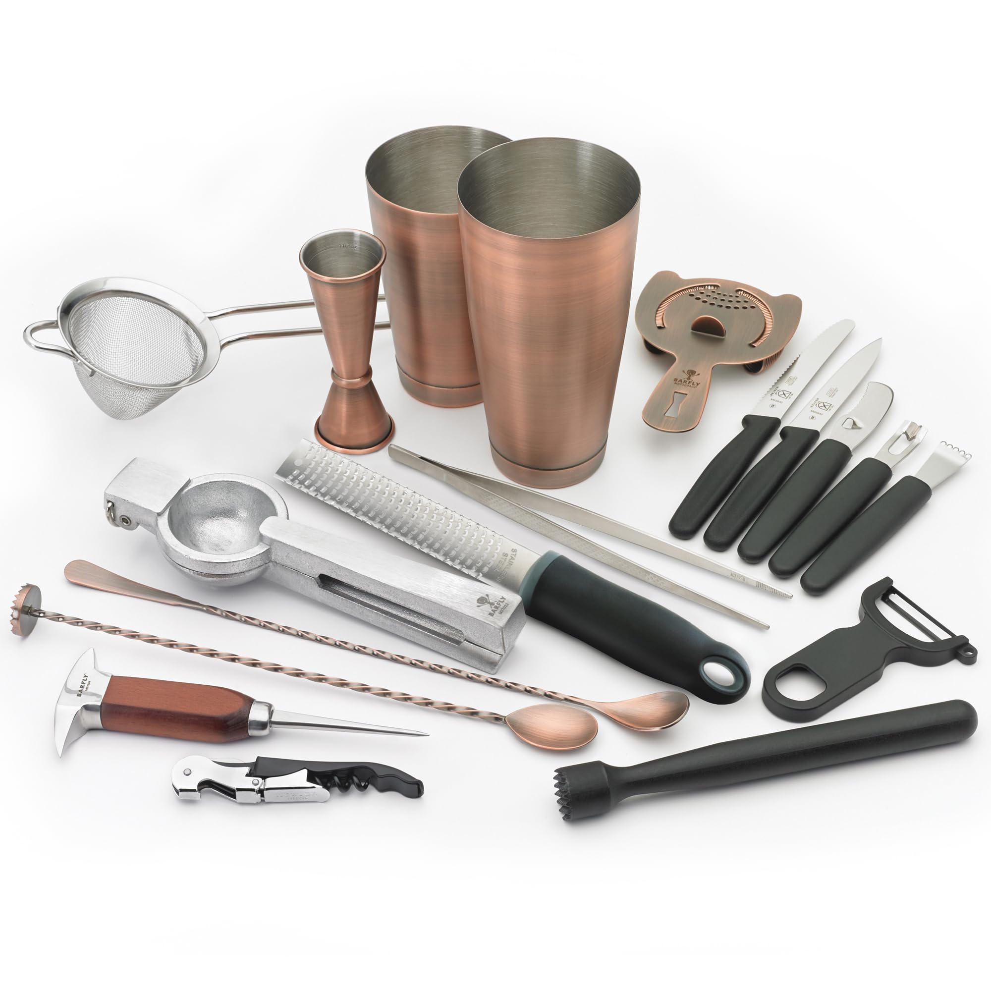 Mixology Cocktail Set, 12 Piece Deluxe, Antique Copper