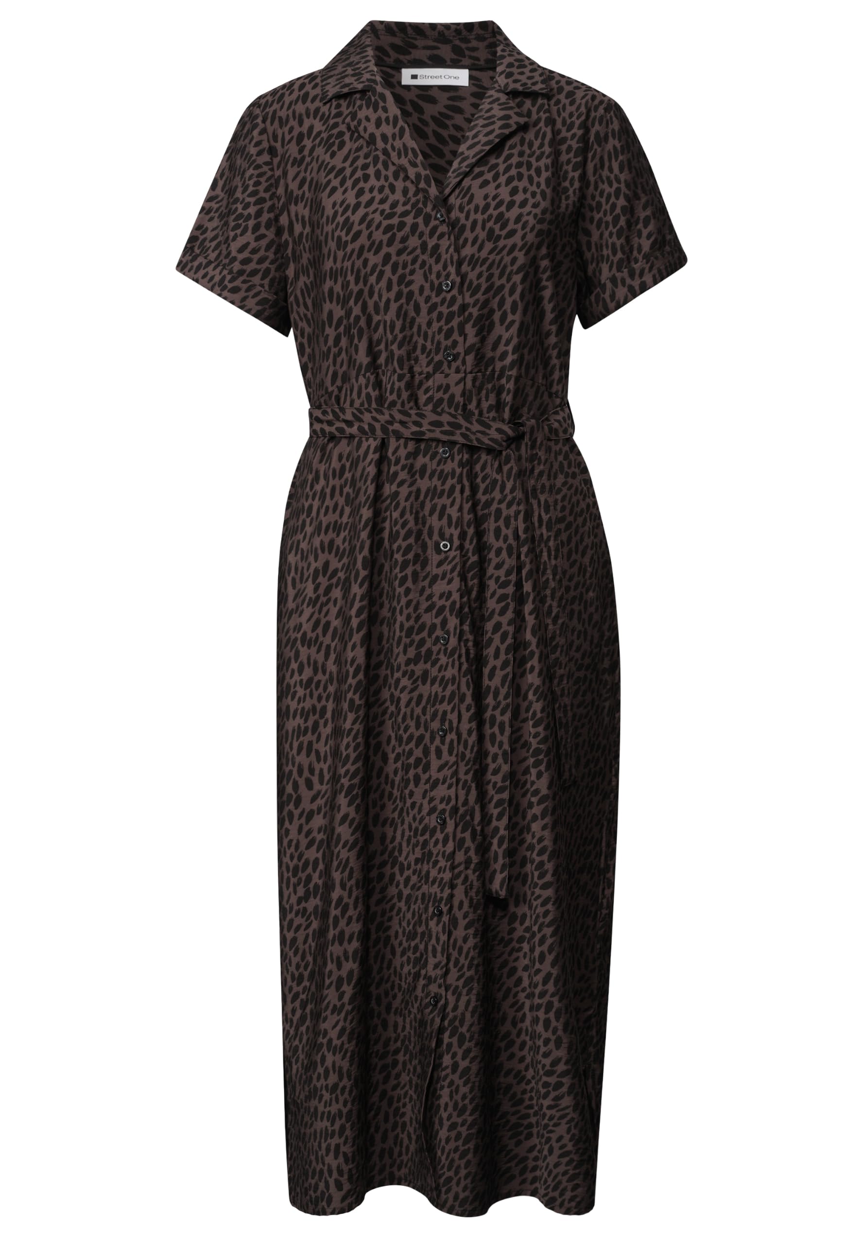 Street One Midikleid mit Bowling-Kragen und Leo-Print