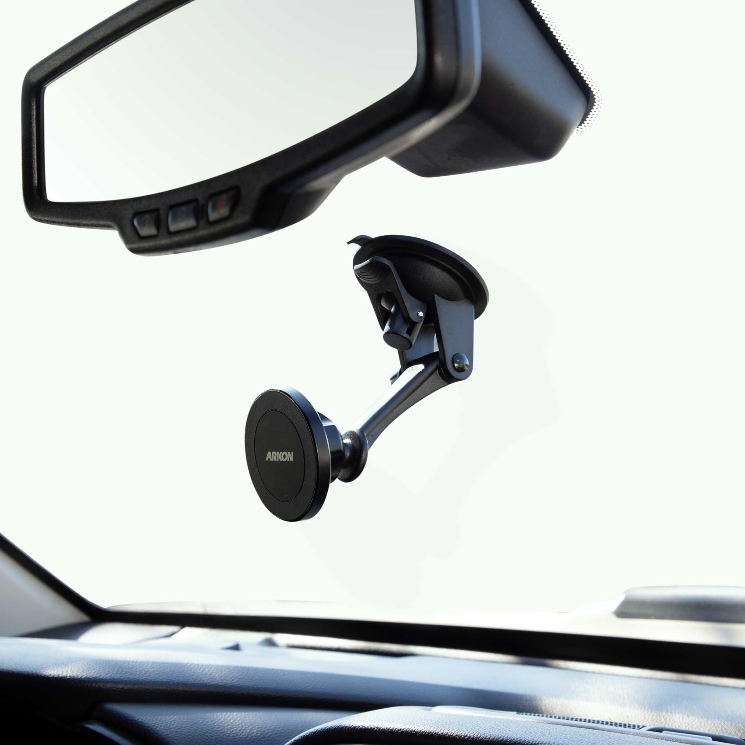 ARKON Supporto magnetico per telefono con ventosa, forti magneti al neodimio, supporto a ventosa per parabrezza e cruscotto, girevole a 360° per un facile posizionamento, per iPhone, Galaxy e altro