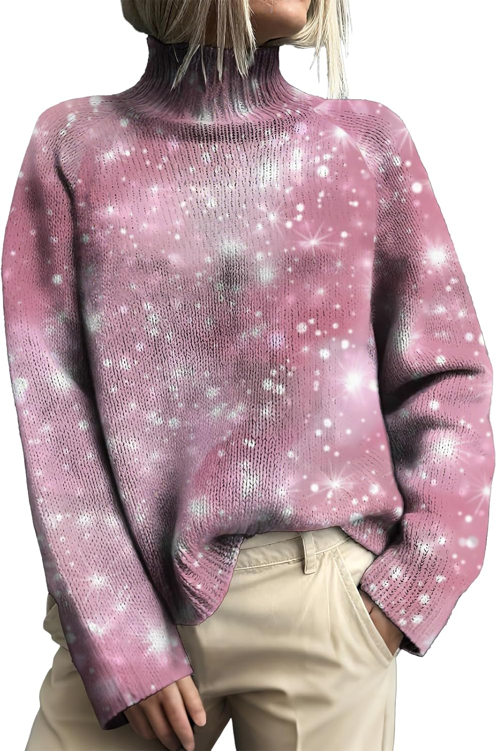 MARSVOVO Turtle Neck Sweaters for Women Pullover Long Sleeve Loose Comfy Cozy Sweater Elegant Spring Fall Clothes