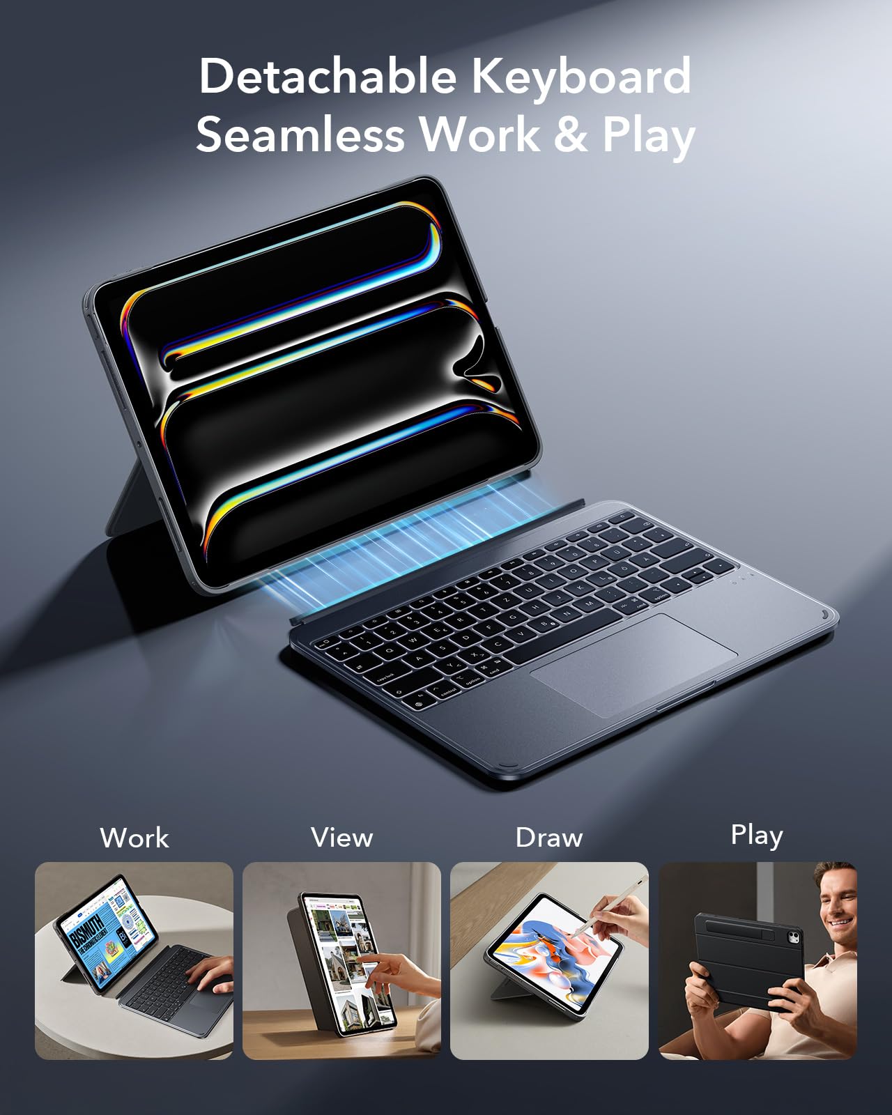 ESR für iPad Pro 13 Zoll M5/M4 2 Stück Panzerglas und Tastatur Hülle
