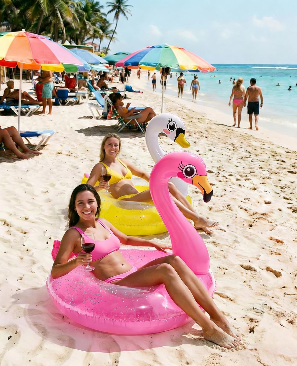 HeySplash Pool Float, Pool Floaties Inflatable Swimming Pool Tubes Toys Party Decorations, Swim Rings Raft Lake Beach Floaty Summer Vacation for Adults, Swan