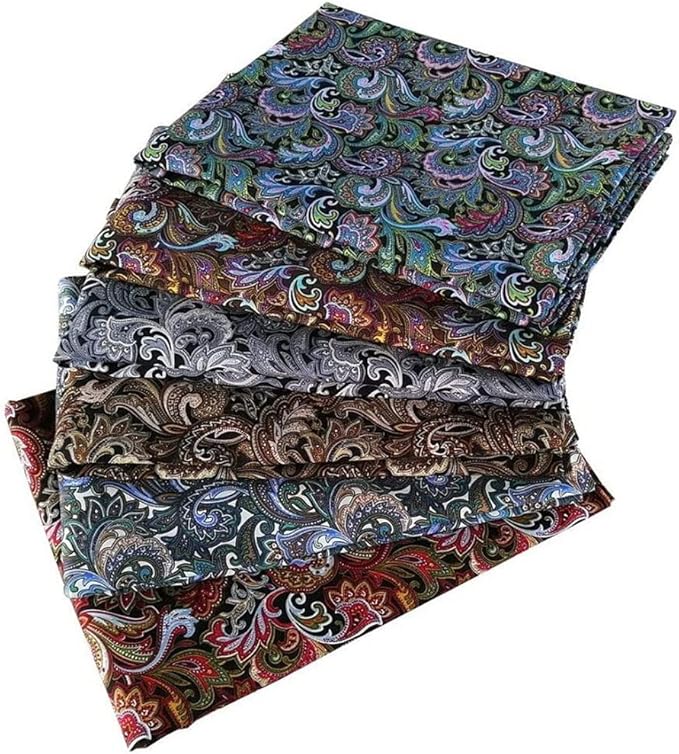 Gigicloud 6 Pcs Quilting Cotton Fabric Squares Sheets, Colorful Paisley Floral