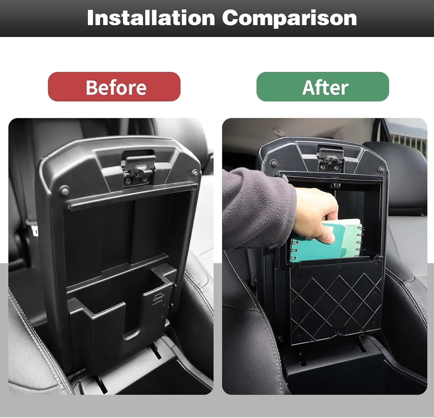 CheroCar One-Touch Hidden Storage Box Center Console Hidden Compartment Armrest Organizer for Toyota 4Runner 2010-2026 Hidden Armrest Storage Tray Interior Organizer for 4RunnerAccessories