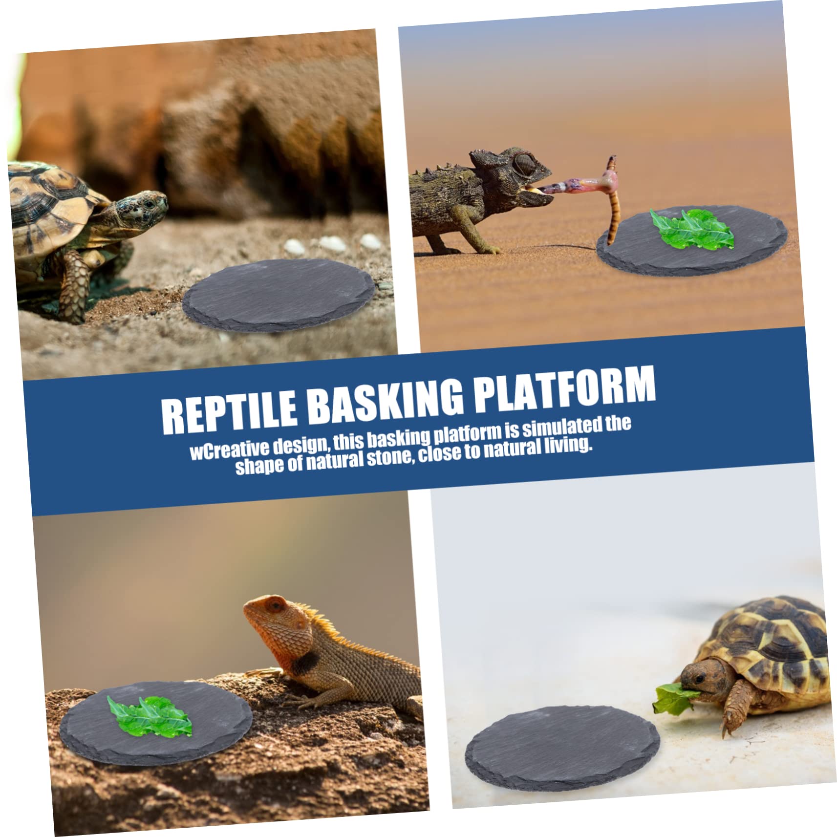 BELLIFFY Tortoise Accessories Natural Stone Plate Reptile Basking Stone Food Dish Nail Grinding for Habitat
