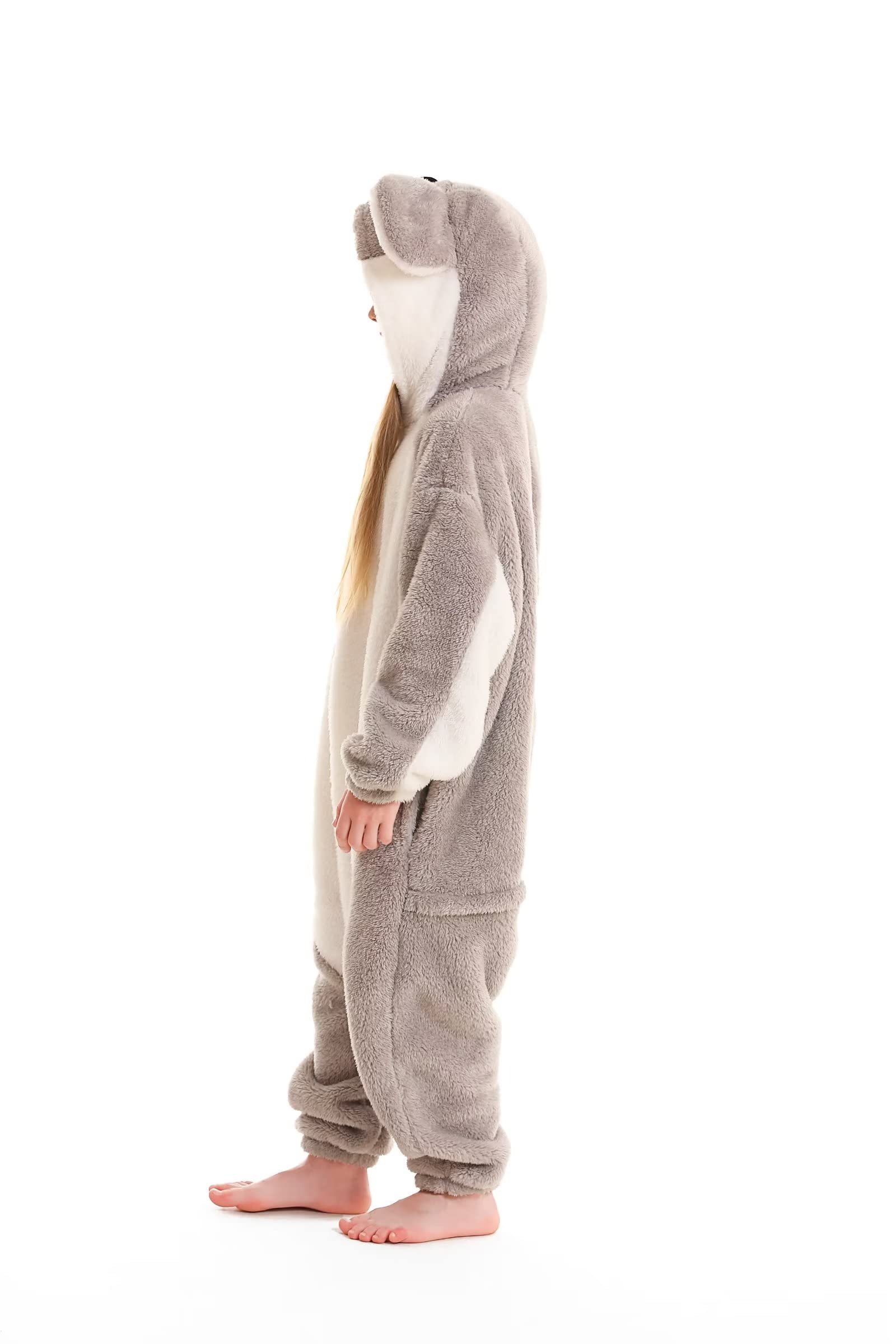 DarkCom Animal Onesie for Kids,Flannel Gray KoalaCosplay Halloween Costume Parent-Child Sleepwear for Girls Boys 12-13 Years - Image 4